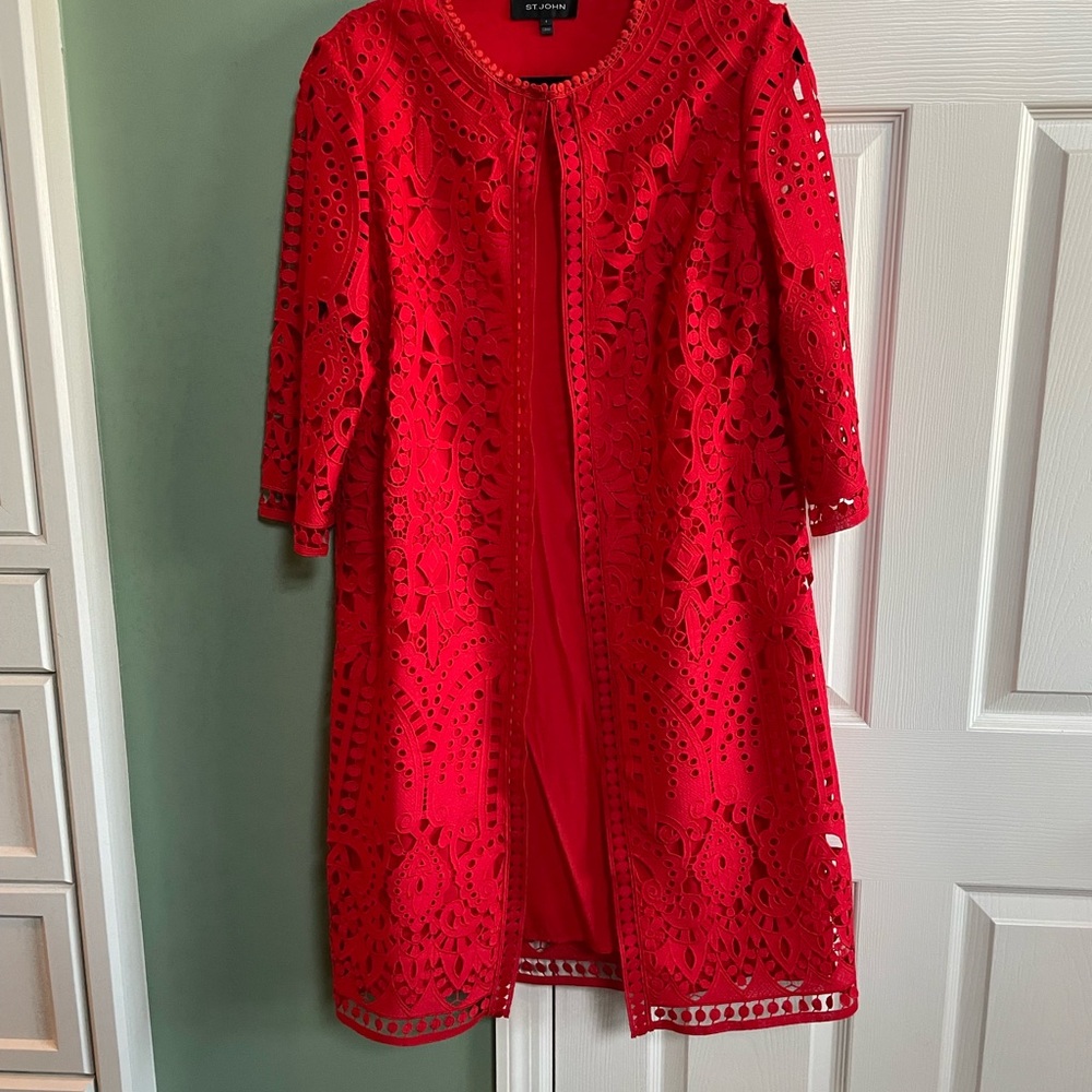St. John Vibrant Red Lace jacket